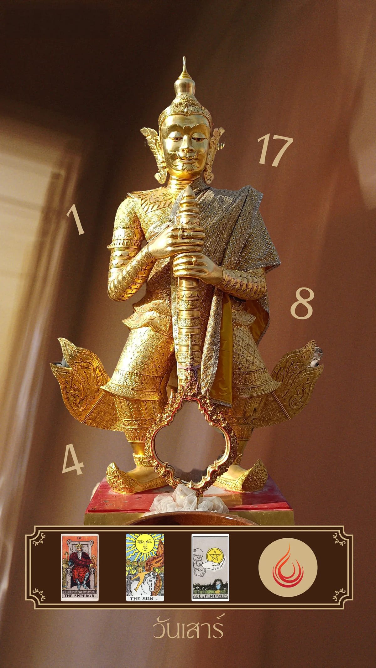 ท้าวเวสสุวรรณประจำวันเกิดวันเสาร์ (สีน้ำตาล)